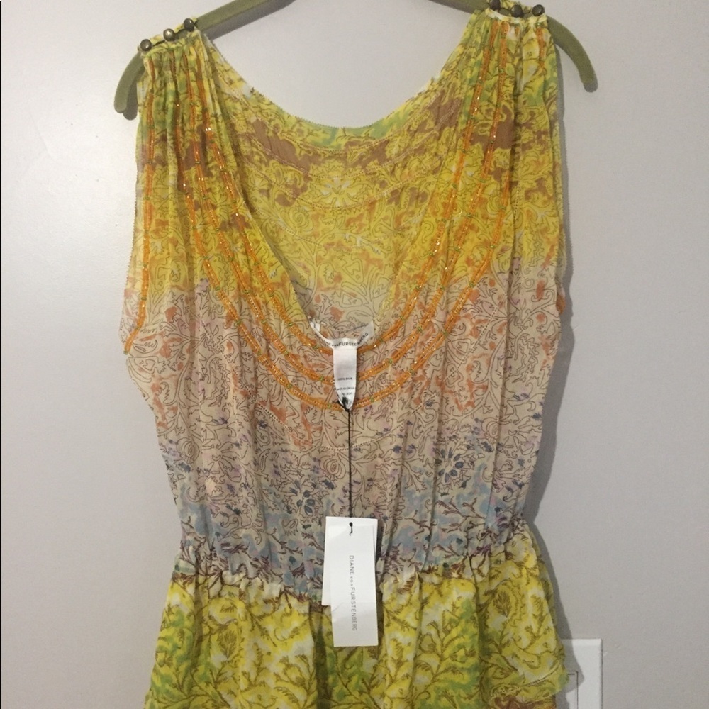 Diane von Furstenberg beaded silk blouse